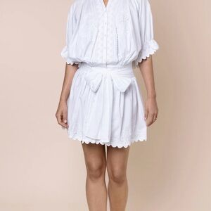 Juliet Dunn White Cotton Poplin Mini Dress – Size 2 (see sizing chart!)